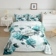 thumbnail image 2 of Chic Floral Bedding Queen Size Women Hydrangea Flower Comforter Set Queen,Teal Ombre Duvet Insert Gradient Oil Painting Quilt Set,Vintage Watercolor Bedding Comforters & Sets, 2 of 7