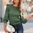 thumbnail image 5 of JJHGVB Long Sleeve Sweaters for Women Lantern Sleeve Tops for Women Crew Neck Sweater for Women's Sweater for Women Womens Basic Tank Top Womens Sweaters Winter Green S, 5 of 5