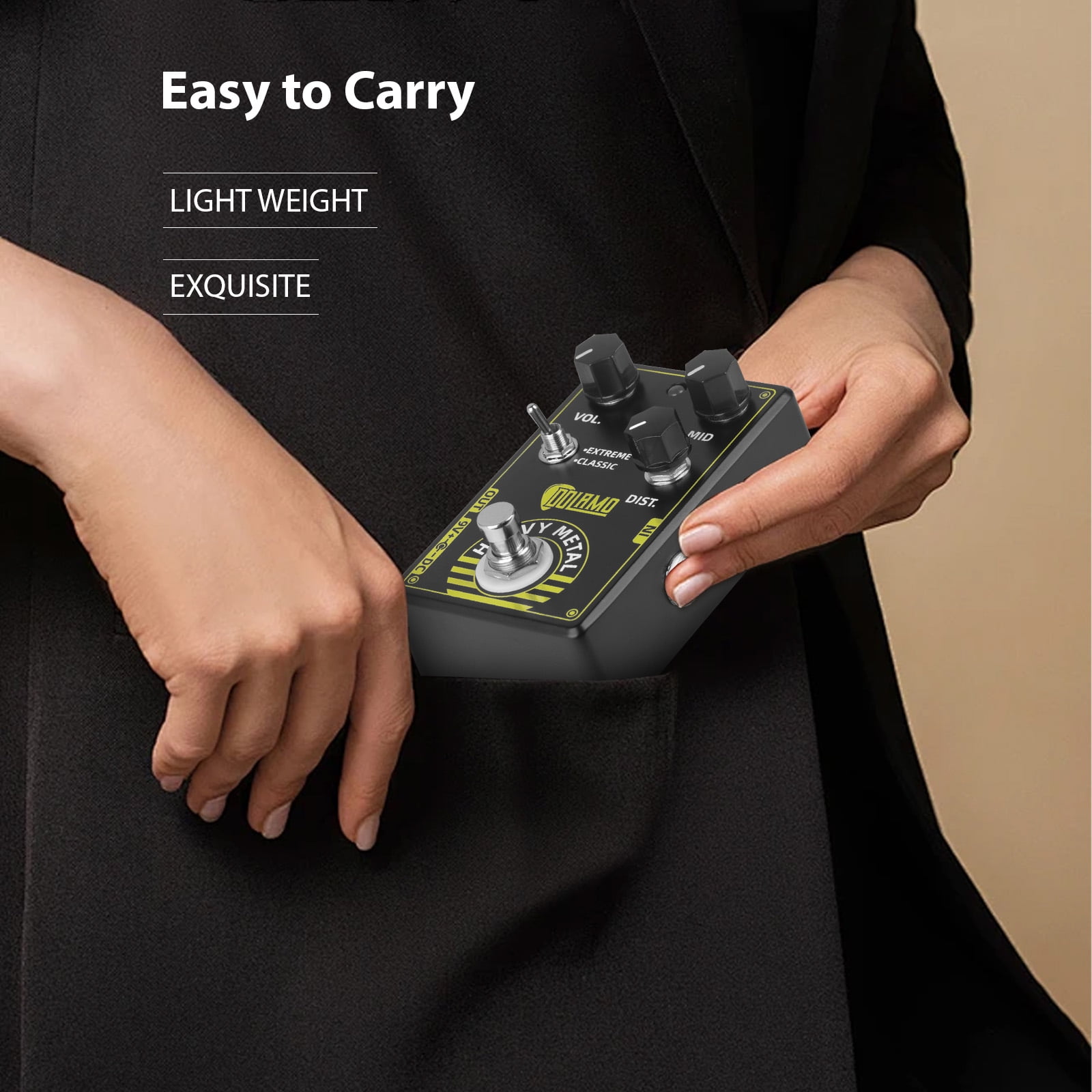 Elowen Guitar Heavy Metal Pedal Pedal Heavy Metal Guitar Effects Pedal High Gain Distortion Volume/Mid DC 9V 6.35mm Input/Output Interface Extreme and Classic Two-Way Selector Switch Electric Guitar