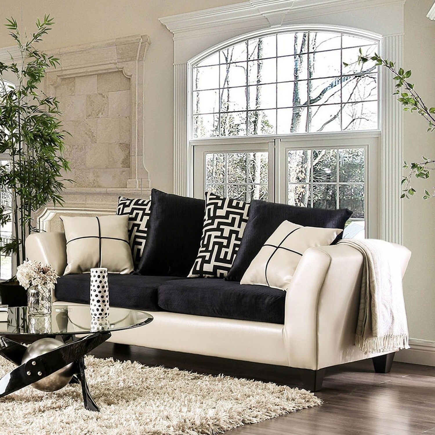 Furniture of America Rowalta Contemporary Ivory Chenille Sofa Walmart