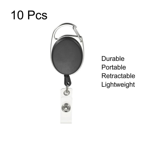 Uxcell Retractable Ellipse Badge Holder Reel with Loop Clip and Strap Black  10Pack 