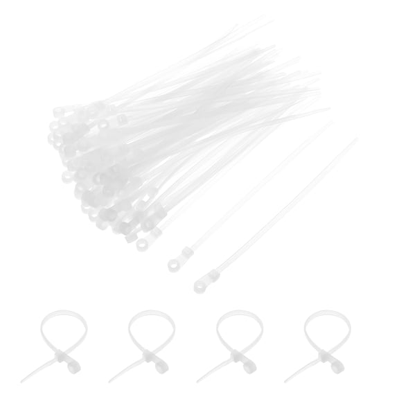Uxcell 200Pcs Cable Zip Ties with Screw Holes 6 Inch Nylon 88 lbs, White