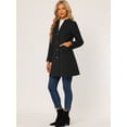 thumbnail image 3 of Abrigo largo elegante de invierno para mujer con cuello en V y un solo pecho Negro M, 3 of 6