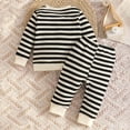 thumbnail image 6 of Gubotare Baby Boy Fall Clothes Set Long Sleeve Crewneck Sweatshirts Pants Infant Newborn Waffle Stripe Outfits 6 12 18 24 Months Black,Size 2-3 Years, 6 of 8