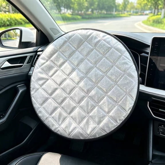 Cooling Steering Wheel Cover, 17In Car Steering Wheel Cover Sun Shade, Thickened Slip on Steering Wheel Sunshade Protector for Most Cars SUVs Trucks