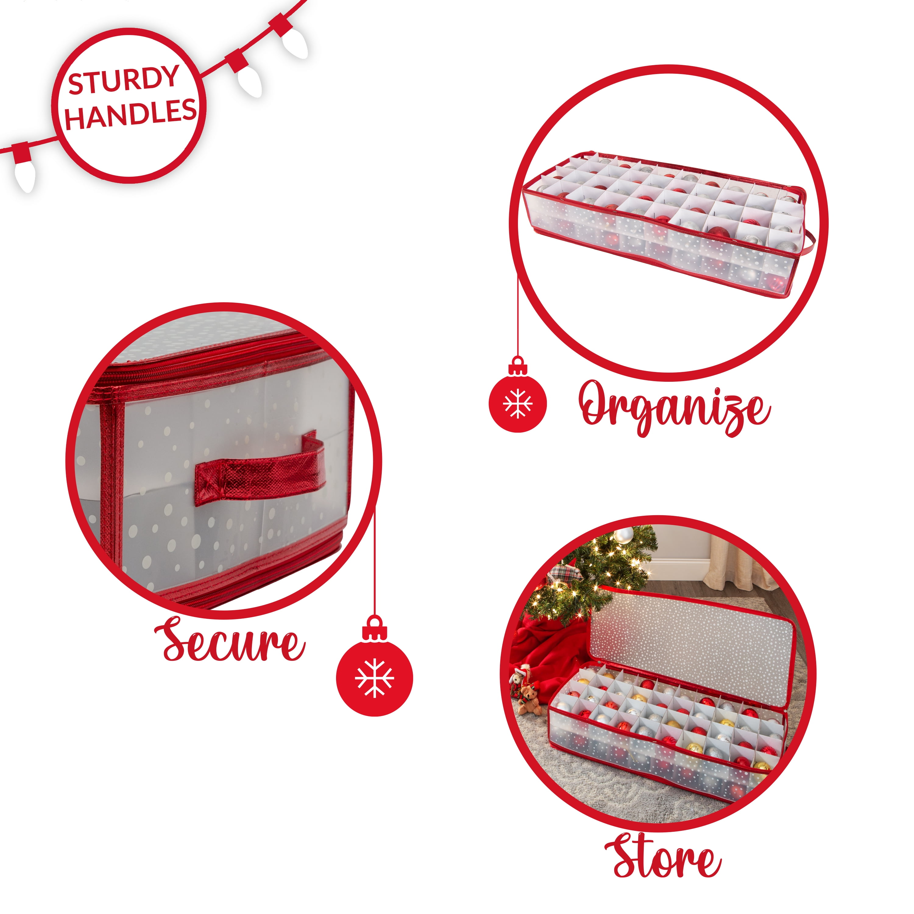 Simplify Plastic 80 Count Ornament Storage Organizer Bag, Red