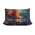 thumbnail image 3 of 3 Pcs Soft Bedding Set, Includes 1 Duvet Cover with Zipper And 2 Pillow,Shams Oil Rooster Full(79"×90"), 3 of 8