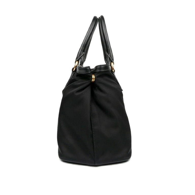 Auth Prada Black Tessuto Nylon Saffiano Women Fashion Tote Bag
