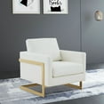 thumbnail image 2 of LeisureMod Lincoln Modern Mid-Century Upholstered Leather Accent Armchair with Gold Frame, White, 2 of 6