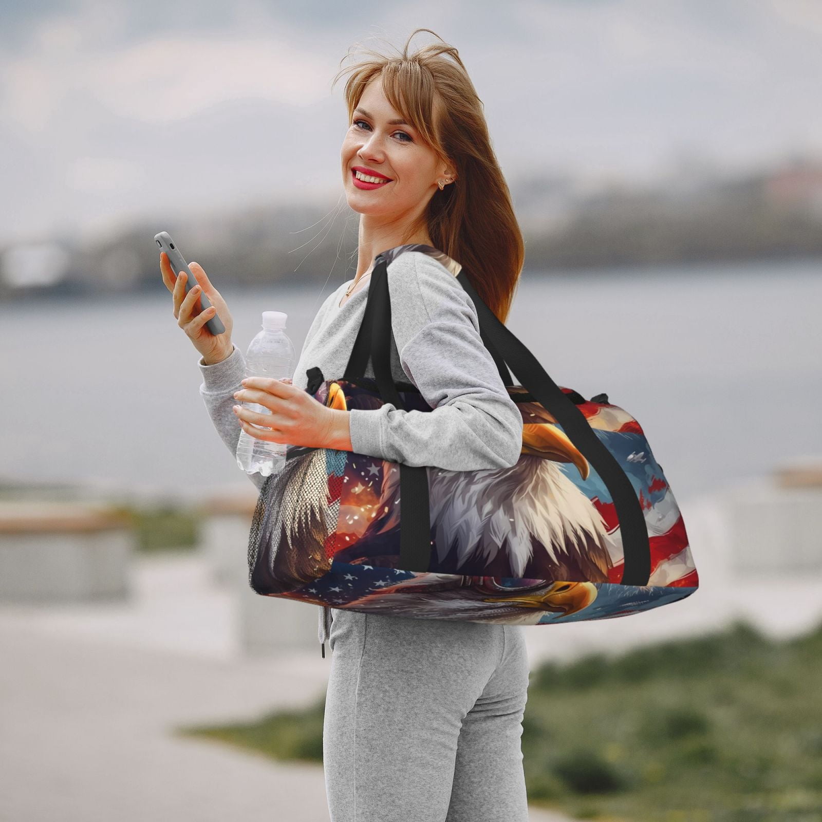 Fuzoiu Bald Eagle Pilot Print Travel Duffle Bag,Carry On Tote Bags,Duffel Bag,Sport Gym Bag, Hospital Bag for Labor and Delivery, Overnight Bag,Luggage Bag
