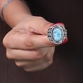 thumbnail image 5 of Earth Gems Jewelry Larimar Gemstone Ring Statement Rings Sterling Silver Ring Designer Ring for Women, 5 of 8