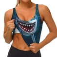 thumbnail image 4 of Lsque Cartoon Cute Shark Printed Women'S Sports Bra, Compression, Moisture Wicking, High-Impact Sports Bra For Women,Supportive sports bra-X-Large, 4 of 9