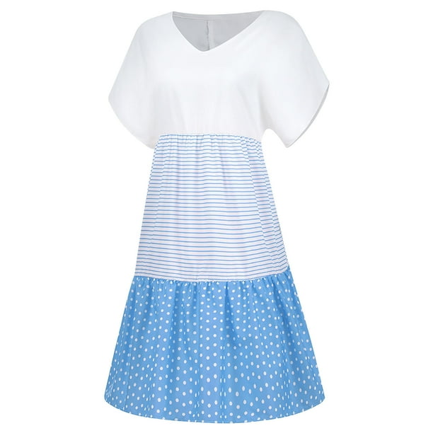 blue and white striped tiered dress Palm Beach Sleeveless Tiered Maxi Dress XS