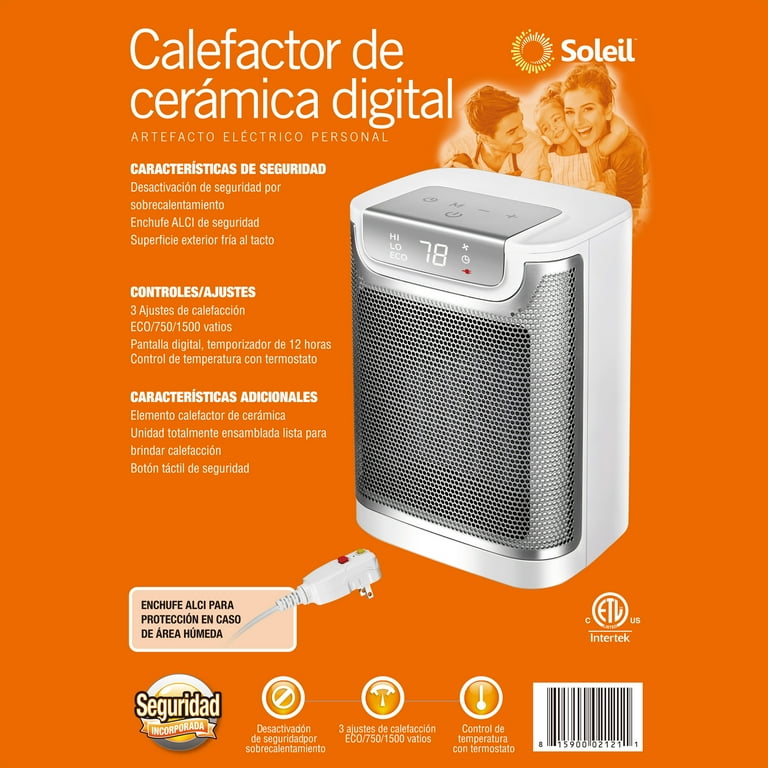 Soleil 1500W Ceramic Fan-Force Electric Space Heater With Soleil 1500W Ceramic Fan-Force Electric Space Heater With