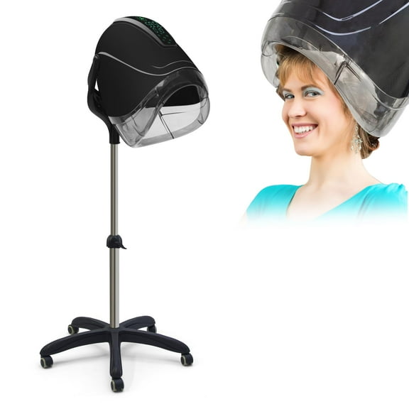 1000W Professiona Standing Ionic Hooded Hair Dryer home Salon Heating Device Hair Drying Machine for Hairdresser Styling Time Temperature Setting Elitzia ET1717B (Black Five Legs with Smart Control)