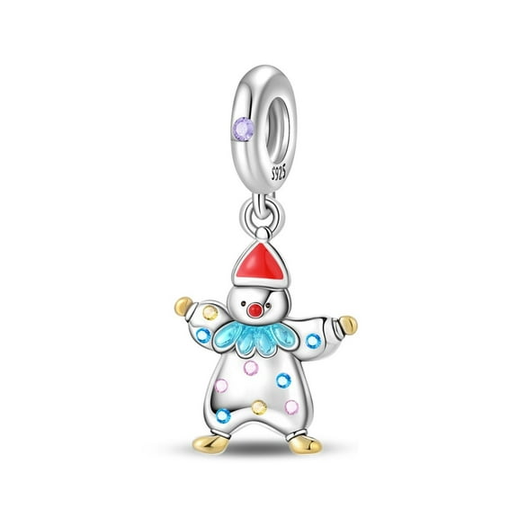 KUNSIR 925 Sterling Silver Charm Whimsical Clown Dangle Pendant For DIY Bracelet
