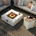 thumbnail image 7 of VENTOPYR 35''Outdoor Square Propane Fire Pit Table,Terrazzo White Faux Stone Fire Pit Set with Tank, 7 of 7