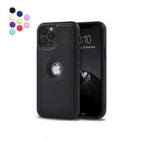 Designed for iPhone 12 and iPhone 12 Pro Leather Case, Heavy-Duty Tough Rugged Lightweight Slim Shockproof Protective Case for iPhone 12 and iPhone 12 Pro, Black - By Entronix