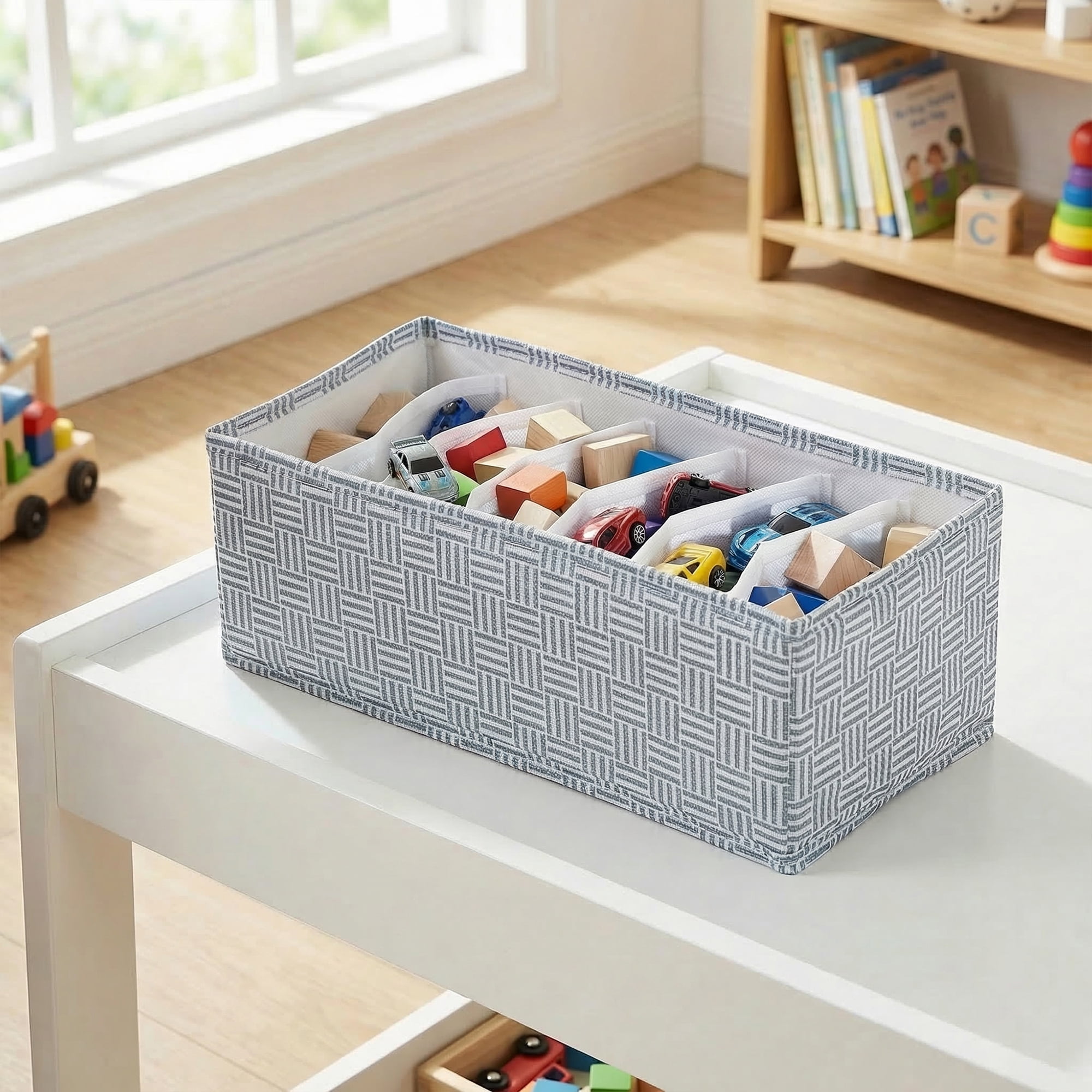 Unique Bargains Collapsible Fabric Storage Bin for Closet Light Blue