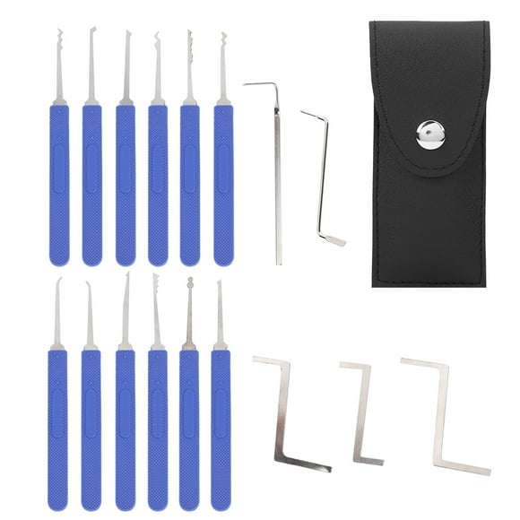 17pcs Lock Pick Set Key Extractor Removal Stainless Steel Blue Locksmith Supplies Blue Handle