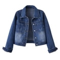 thumbnail image 1 of SHIXIAOO Veste en Jean Décontractée pour Femmes Ajustée Extensible Courte Légère Confortable Élégante Polyvalente pour Printemps Automne Hiver Mode Grande Taille Gilet Femme Léger Femme Long, 1 of 8