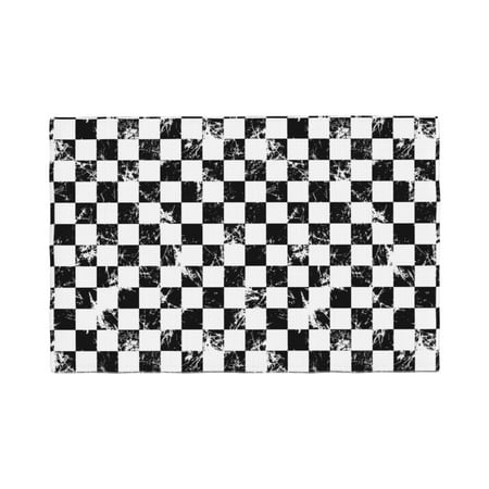 

Placemats Set of 4 Creative checkered black white Heat Resistant Non - Slip Place mats Waterproof table mat for Kitchen Dining-6片装