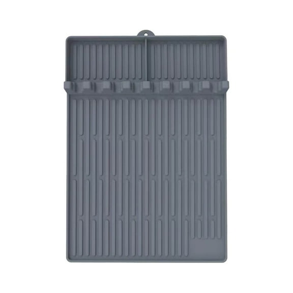 Silicone Grill Utensil Mat - Extra Large 16x11.5" Spatula Holder with Tray - Non- Countertop & BBQ Side Shelf Organizer - Heatproof Cooking Tool Mat for Griddle Accessories