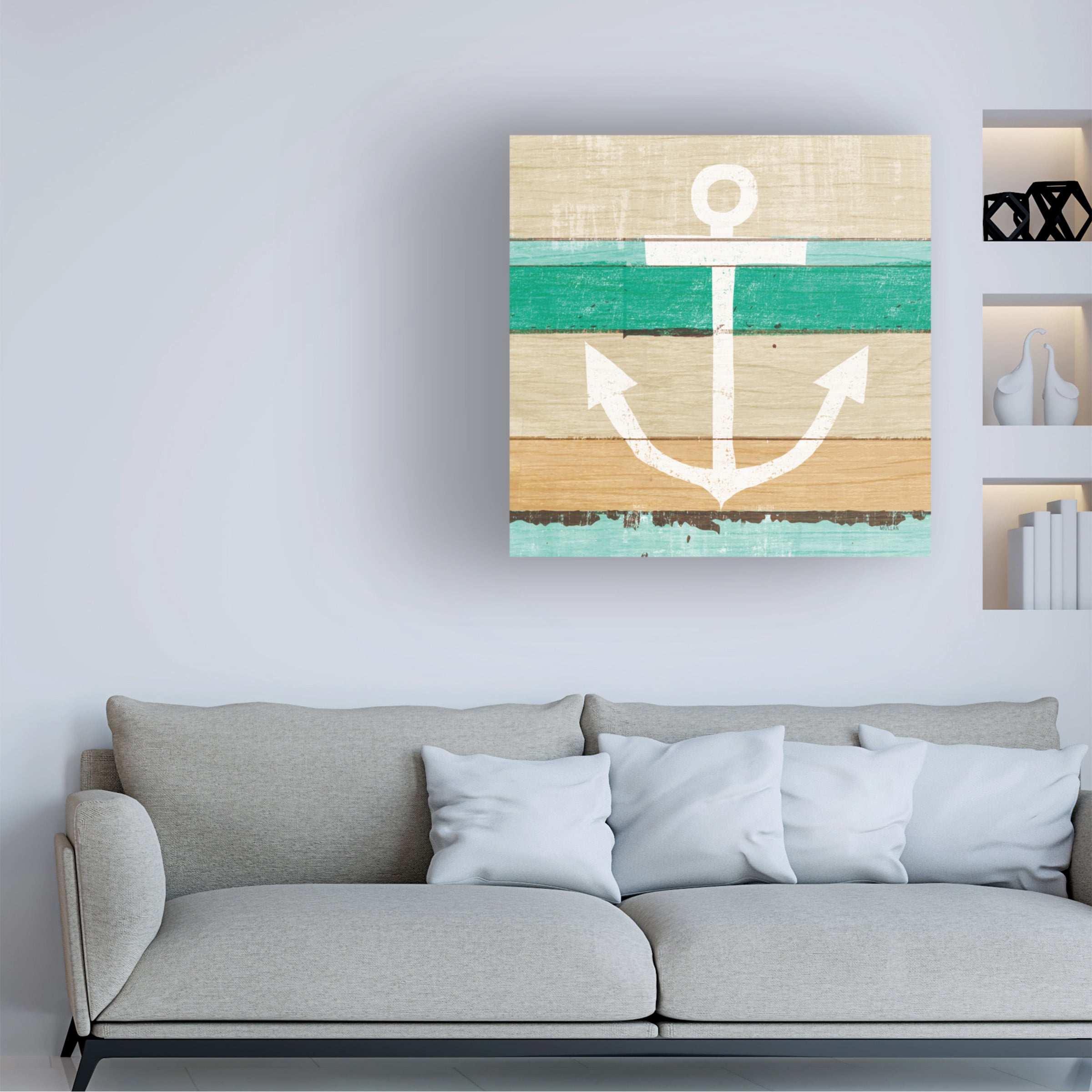 Michael Mullan 'Beachscape III Anchor Green' Canvas Art