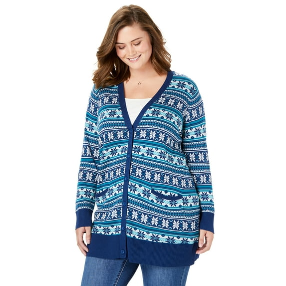 Woman Within Plus Size The Cotton Perfect Boyfriend Cardigan