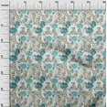 thumbnail image 2 of oneOone Cotton Poplin Twill Teal Green Fabric Flower & Leaves Watercolor Dress Material Fabric Print Fabric By The Yard 56 Inch Wide, 2 of 2