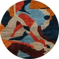 thumbnail image 1 of Ahgly Company Machine Washable Indoor Round Abstract Dark Almond Brown Area Rugs, 3' Round, 1 of 7