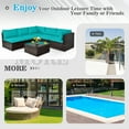 thumbnail image 5 of Costway 6PCS Patio Rattan Furniture Set Cushioned Sofa Coffee Table Turquoise, 5 of 9