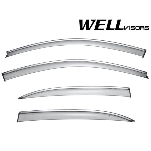Wellvisors Side Window Visors Deflectors Rain Guards With Chrome Trim for 2013-2015 Chevrolet Malibu Sedan 3-847CH004