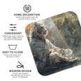 thumbnail image 3 of Yiaed Forest Meditating White Tiger Print Leather Coasters for Drinks - Cup Coasters Coffee Table Kitchen Table Bar, Home & Office Gifts Handmade Drink Coasters-Square, 3 of 6