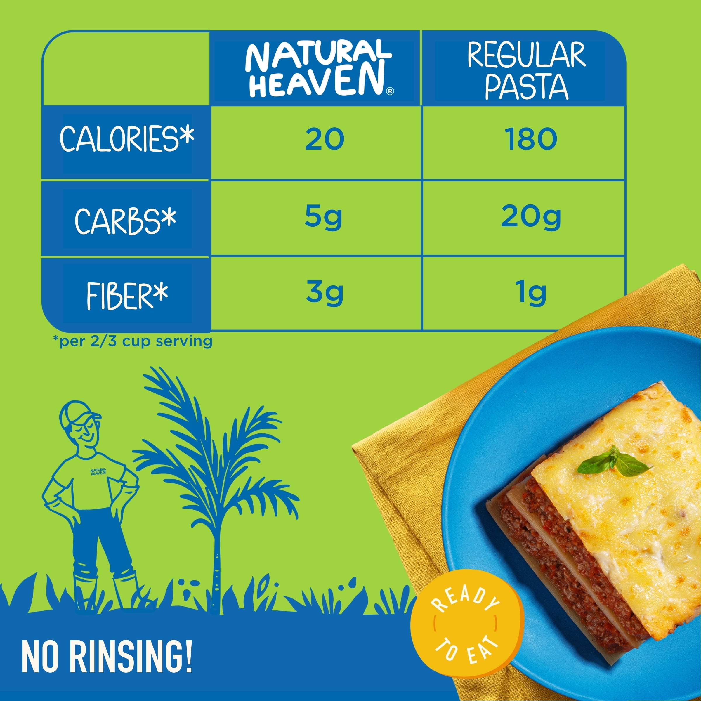 Natural Heaven - Hearts Of Palm Lasagna - 6 count, 54oz (255g) each - Low Carb, Gluten-Free & Good Source of Fiber
