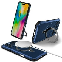 ELEHOLD For iPhone 16 Pro Max Magnetic Heavy Duty Shockproof Case Rugged Cover, with 360° Rotable Ring Stand, Lens All-Inclusive, Support Wireless Charging, Royalblue