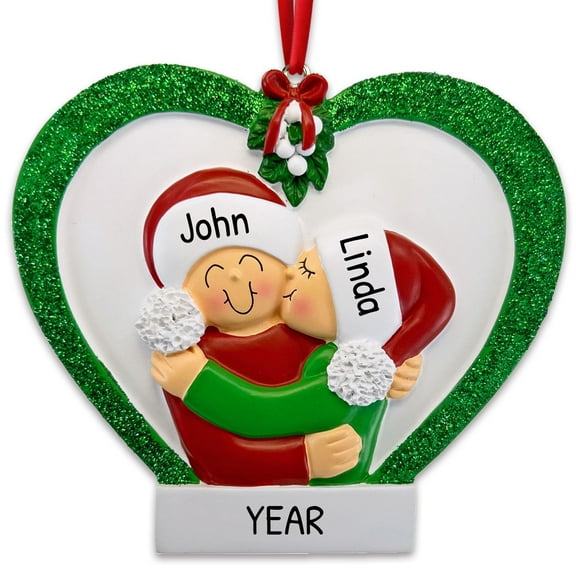 Personalized Couples Ornament 2024 - You and Me Couple Ornament Wreath Kiss Ornament Our First Christmas Together Ornament 2024 Couple Christmas Gifts Couple Christmas Ornaments by Elves