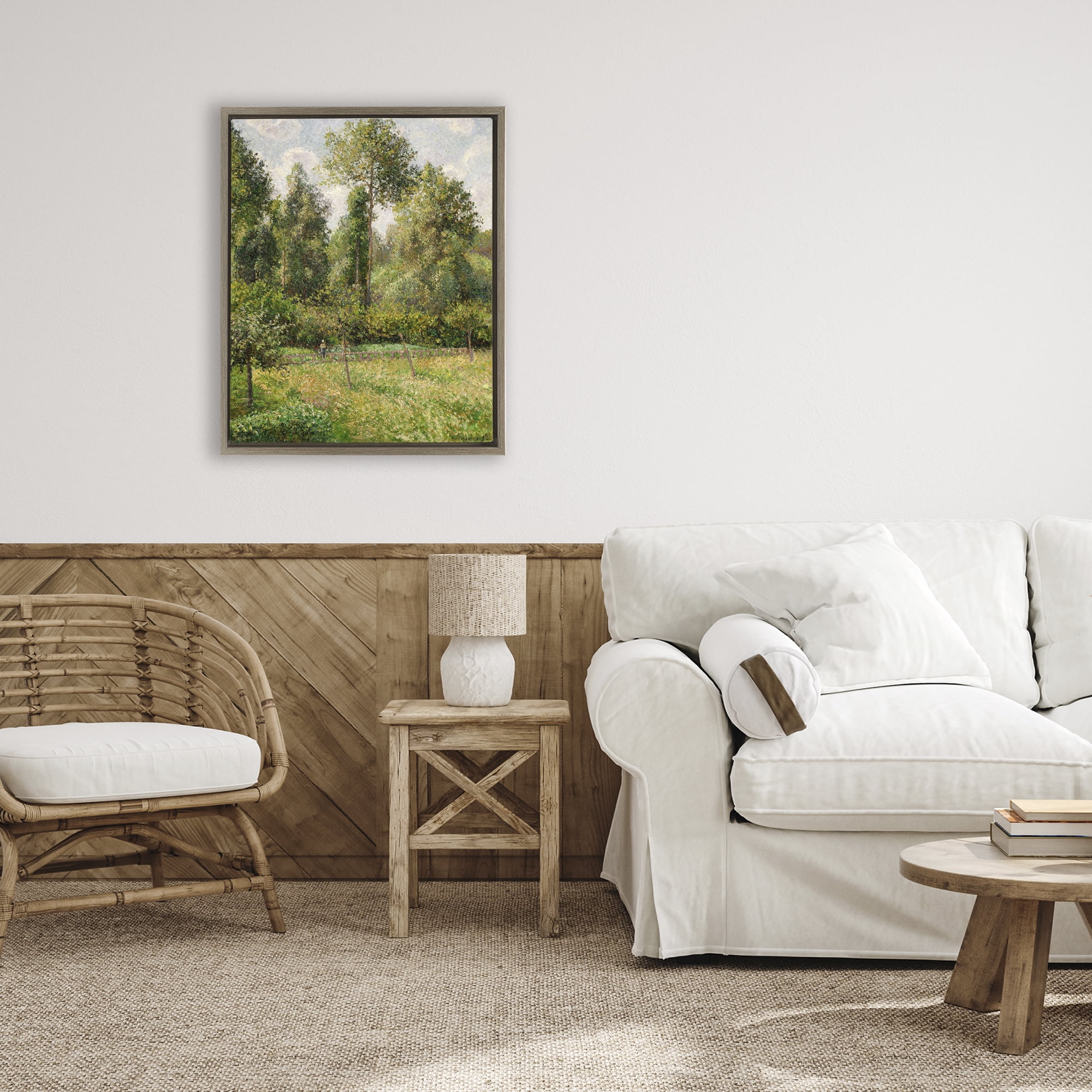 Stupell Industries Poplars Classic Landscape Brown Framed Floater Canvas Wall Art, design by Camille Pissarro