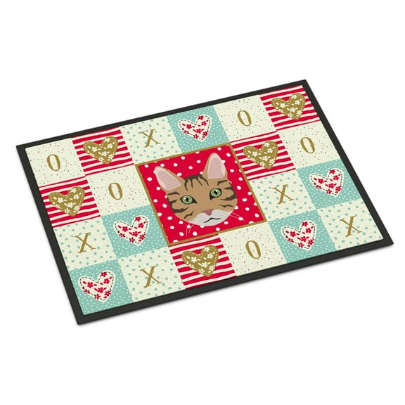 Carolines Treasures CK5098JMAT California Spangled Cat Love Door Mat Indoor Rug or Outdoor Welcome Mat 24x36 Doormat