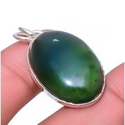 ZAM GEMS Nephrite Jade - Canada Gemstone 925 Sterling Silver Jewelry Pendant 1.40" A349