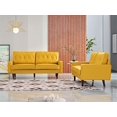 thumbnail image 3 of Uspridefurniture Acire Faux Leather Cushion Back 2Pcs Living Room Set, Mustard Yellow, 3 of 6