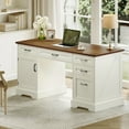 thumbnail image 4 of Casacomoda 40" Small Computer Desk with Fabric Drawers & File Cabinet, Home Office Desk with Cloth Storage Bag and Hook, Writing Study Work Table for Small Space, Vanity Desk for Bedroom, White, 4 of 5