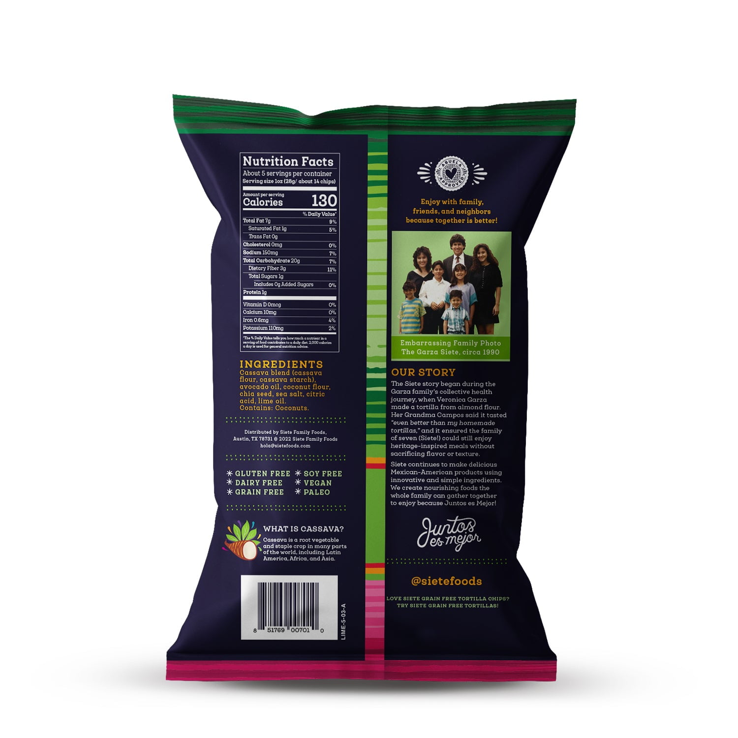 2X - Siete Lime Grain Free Tortilla Chips 5 oz