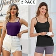 thumbnail image 4 of ANFERRY Womens Cotton Camisoles with Shelf Bra Solid Basic Spaghetti Straps Tank Tops Camis Pack of 2, 4 of 11