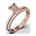 thumbnail image 3 of Art deco 2.00 Carat Emerald Cut Morganite And Diamond Moissanite Engagement Ring Set, Wedding Ring in 925 Sterling Silver With 18k Rose Gold Plating Feminine Gift, Promise Ring, Anniversary Gift, 3 of 3
