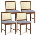 thumbnail image 1 of Gymax Rattan Dining Chair Set of 4 w/ Rubber Wood Frame Linen Fabric Padded Seat, 1 of 9