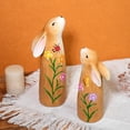 thumbnail image 3 of Hand-Painted Wooden Bunny Figurines – Set of 2 Handcrafted Rabbit Statues, Spring Home Decor, Easter Table Centerpiece Ornaments, 3 of 6