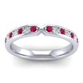 thumbnail image 2 of Diamond-Capitals 0.30 Carat Taille Ronde Naturel Diamant Rouge Rubis Pierres Précieuses Fine Bande d'Engagement Éternité pour Mariée Solide 14K Or Blanc Taille 10.5, 2 of 8