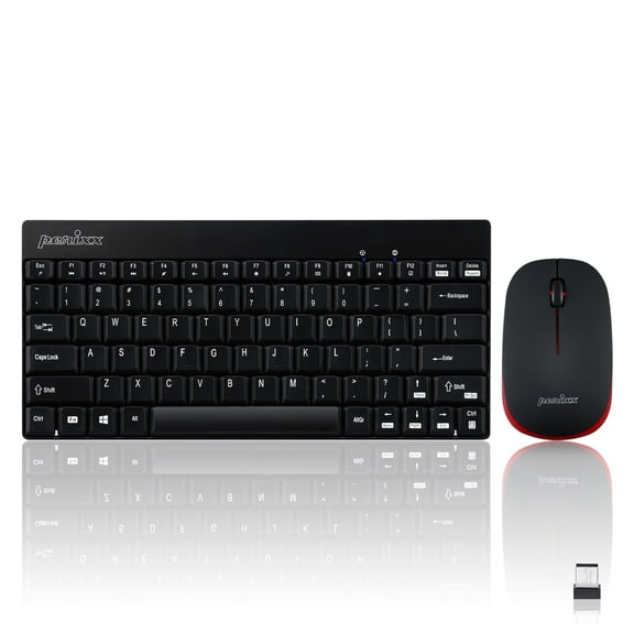 Perixx Periduo-712B Wireless Mini Keyboard and Mouse Combo - Home or Office Use -Black - US English