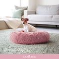 thumbnail image 4 of CAPHAUS 24/30 Inch Calming Donut Pet Bed for Small/Medium Cats and Dogs, Anti-Slip Bottom, Washable, Anti-Anxiety Fluffy Round Cat Bed, Indoor Shaggy Cuddler Cotton Candy Brown, Light Gray, Pink Bed, 4 of 9